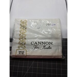 Cannon Flat Sheet White Vintage 1960s Fine Muslin All Cotton 81 x 108 Double Bed